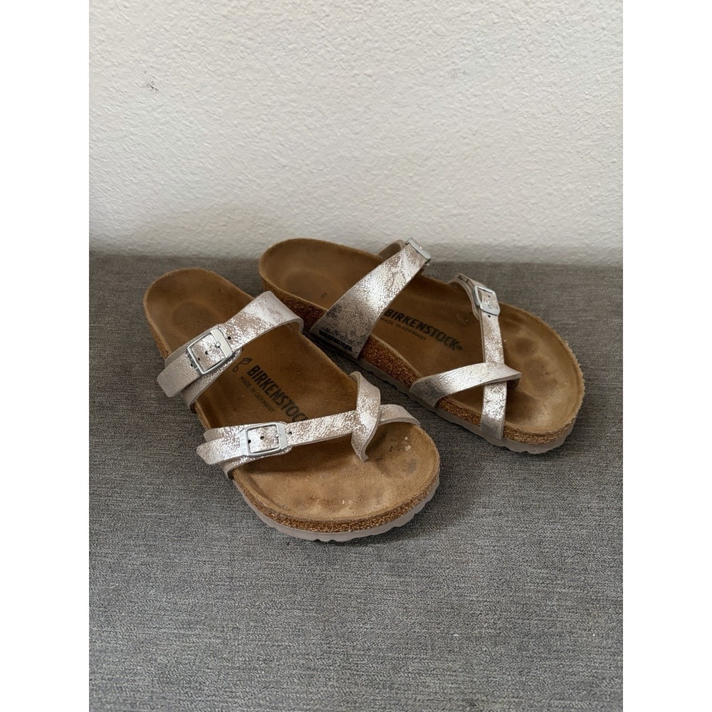 Birkenstock Mayari Women Sandals Size EU 38/US Womens 7.5- 8 Metallic Toe Loop